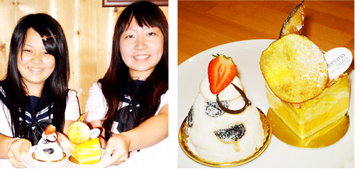 ショートケーキ2種と女子生徒